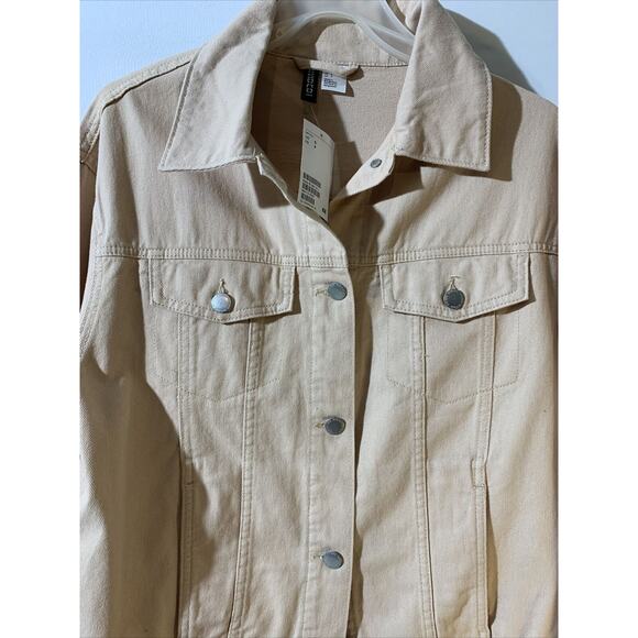 H&M Divided Denim Jacket Mens Size S Beige Womens - Picture 3 of 5